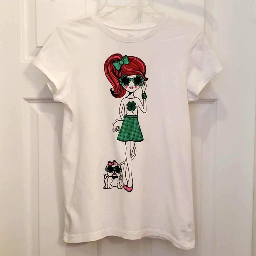 The Children's Place Shamrock Lucky Girl Tshirt XL 14 St. Patrick's Day